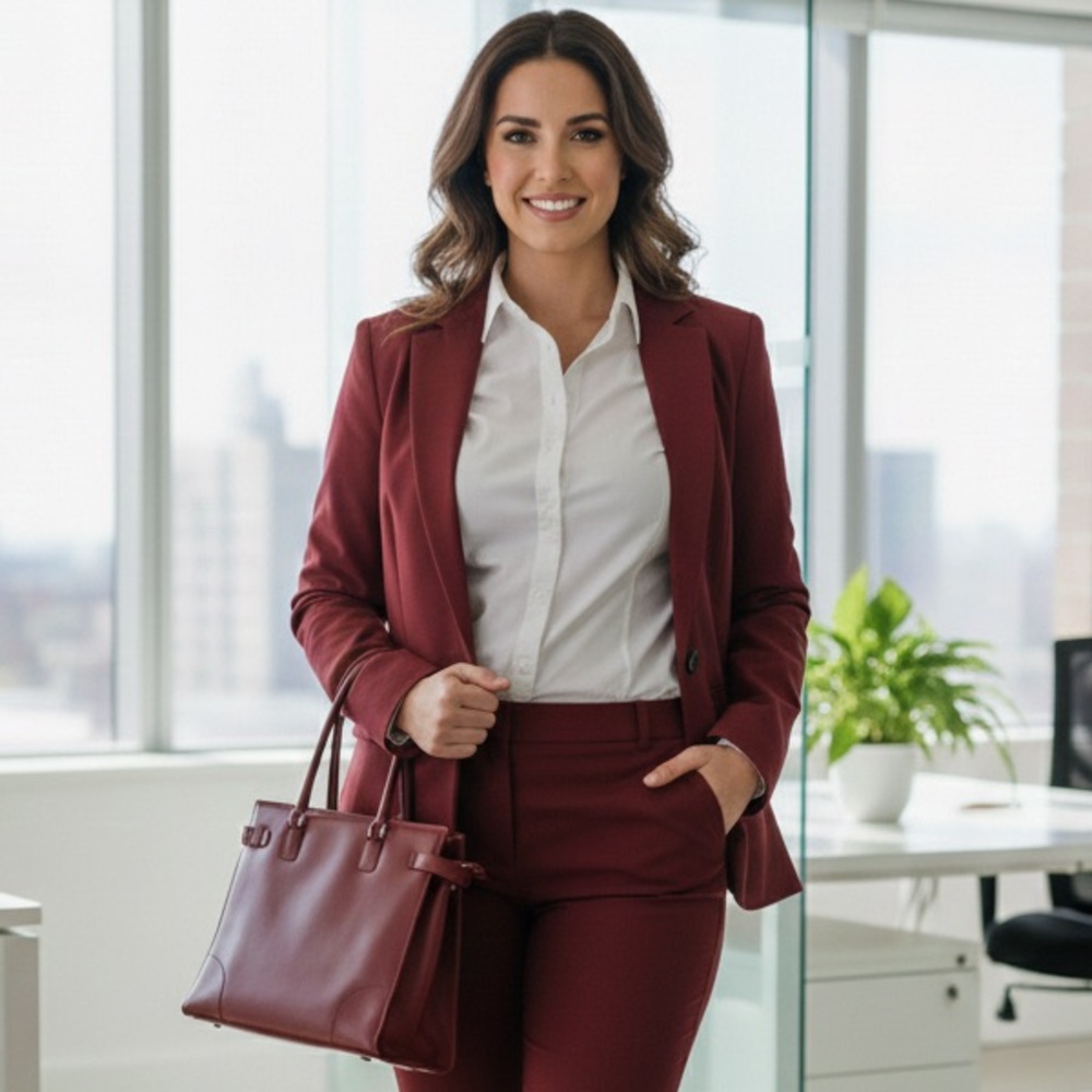 CBK Franklin Covey Deep Red Leather Tote - Picture 2 of 13